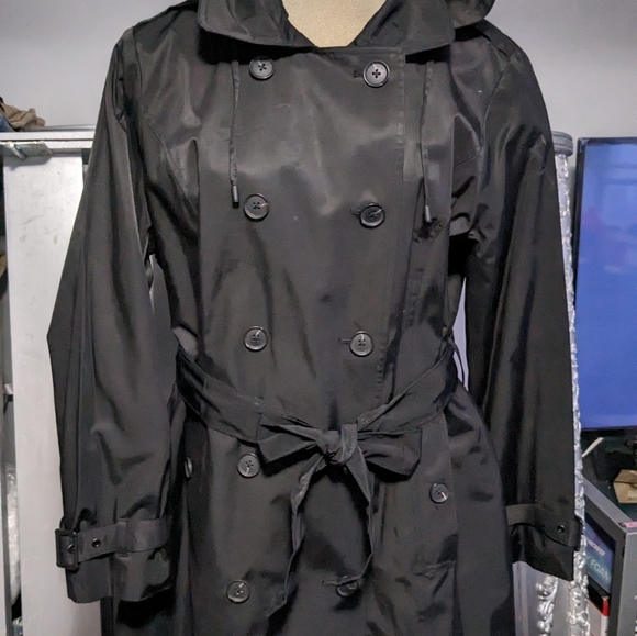 *New* Luxury Michael Kors Black Brested Trench Hoodie Coat Size XL - Picture 7 of 16